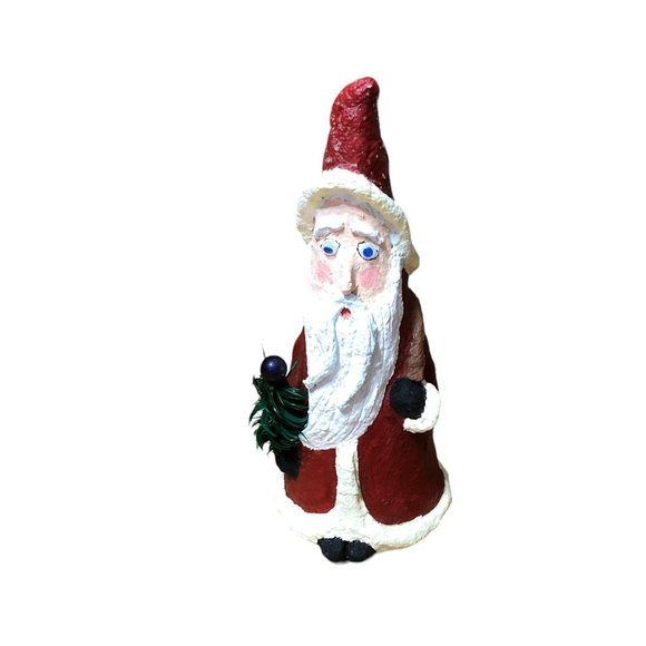 Paper Mache Santa Father Christmas Decoration Holiday Figurine 2007 R Gillum 10" - Picture 6 of 16